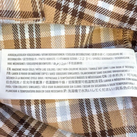 Hollister	| High Rise Baggy Fit Brown Tan Plaid Trouser Pants | Size 26 - Picture 8 of 11